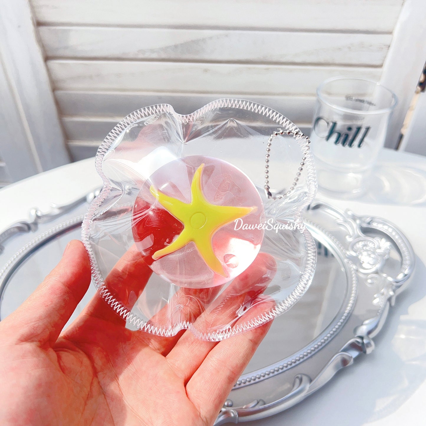 CLEAR PINK TOMATO TABA SQUISHY TOY