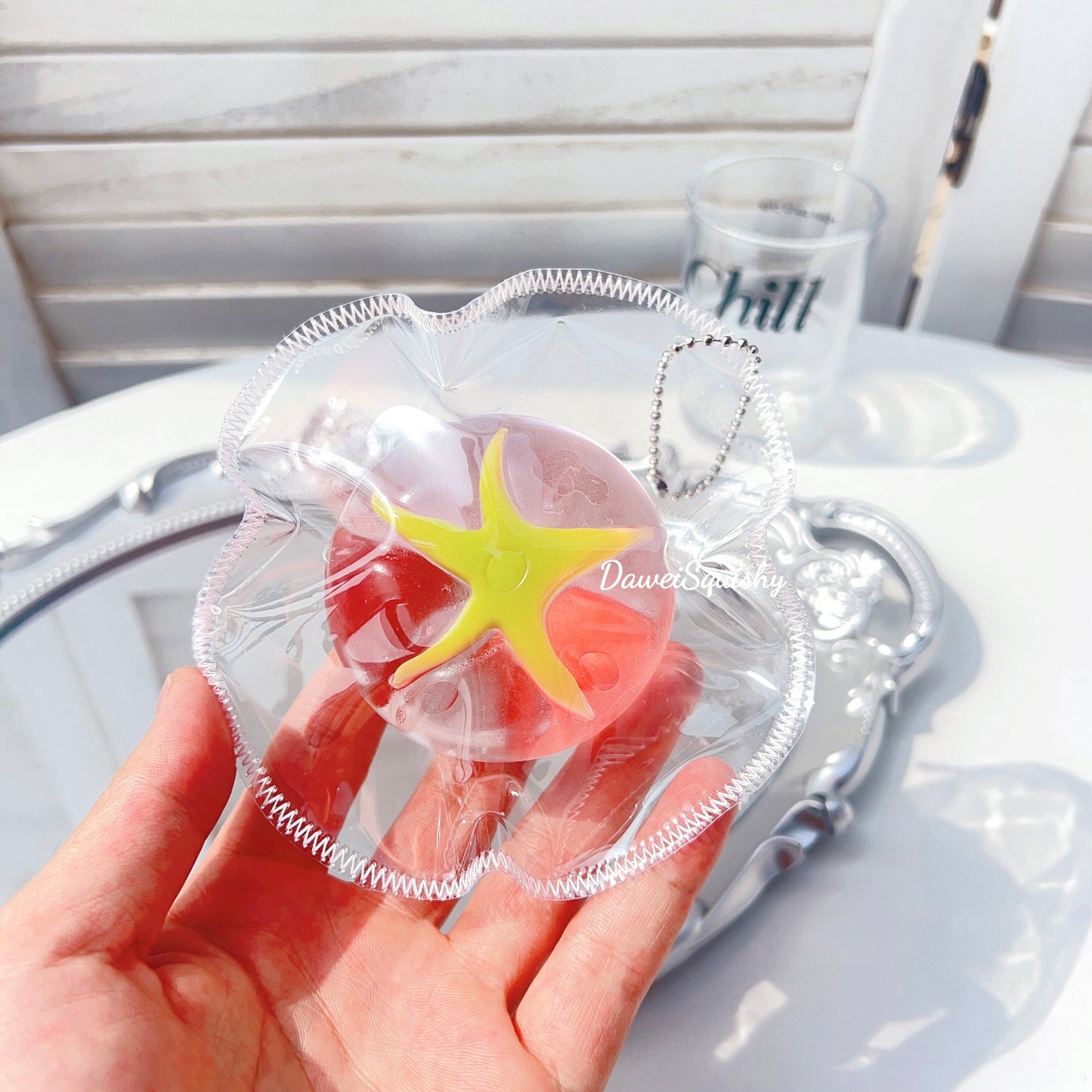 CLEAR PINK TOMATO TABA SQUISHY TOY