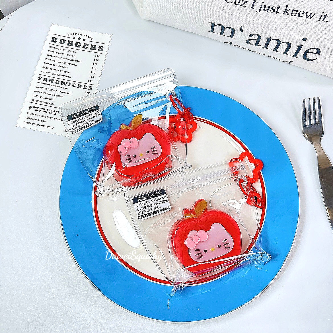 HK PINK RED APPLE TABA SQUISHY TOY